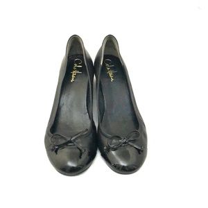 COLE HAAN Nike Air Black Leather Tali Wedges